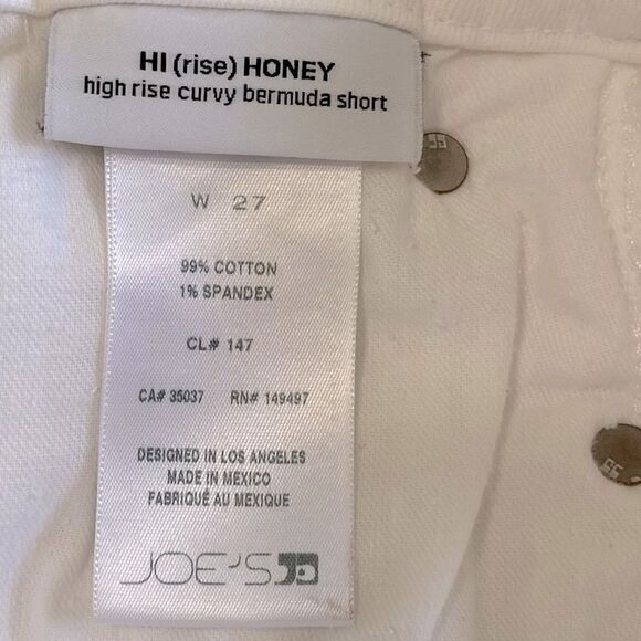 JOE’S Shorts Jean High Rise Honey Curvy Bermuda Stretch Denim White Size 27 - Picture 7 of 9